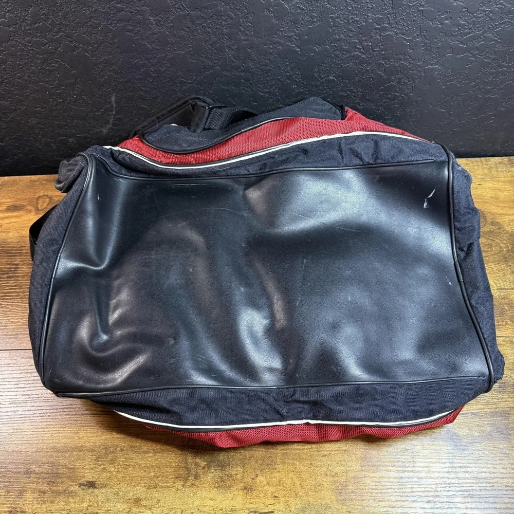 Champion Authentic Athletic Red Black Nylon Canvas Duffel Bag Mens Womens Large
